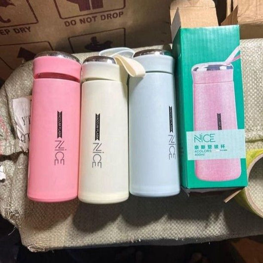 400 ML Insulted Water Bottle For Girls, Boys, Gym , Home Use And Travel Glass / Plastic Water Bottle Sport Water Bottle Double Walled Keep Water Cold /Hot ,Water Bottle For Gym, Water Bottle For School , BPA Free Grade Plastic Leak Proof 1Piece