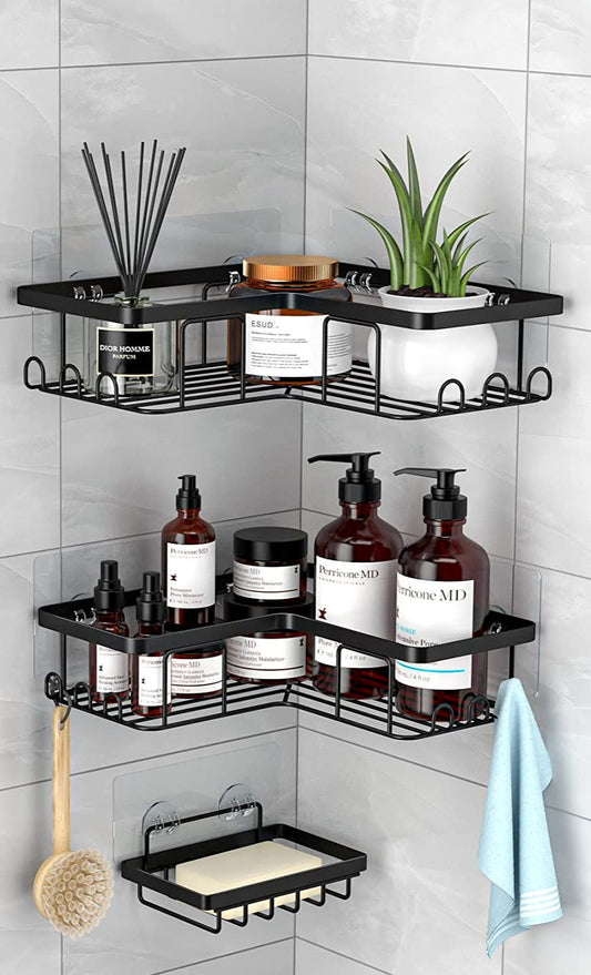 Set of 2 Bathroom kitchen Punch rack , multifuctional shampoo & accessories holder